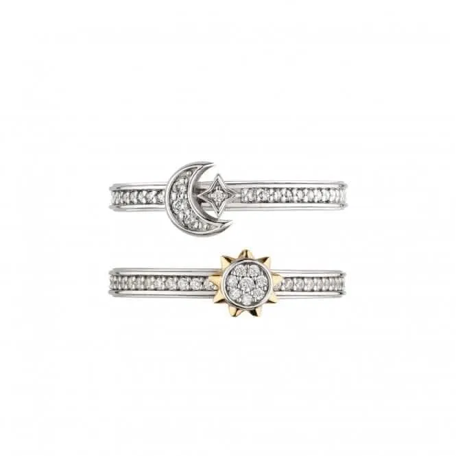 Revival Céleste Zirconia Rhodium/Gold Plated Duo Stacking Rings 10494CZ Kit Heath Jewelry And Accessories