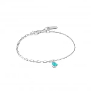 Rhodium Tidal Turquoise Mixed Link Bracelet B027-02H Ania Haie Jewellery