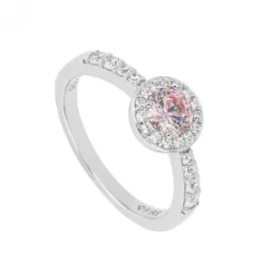 Round Light Pink Zirconia Pave Surround Ring Diamonfire Jewellery