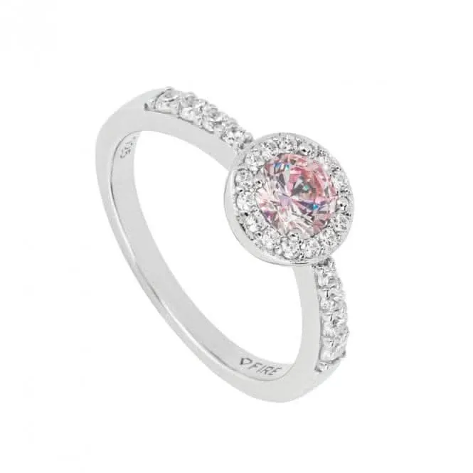 Round Light Pink Zirconia Pave Surround Ring Diamonfire Jewellery