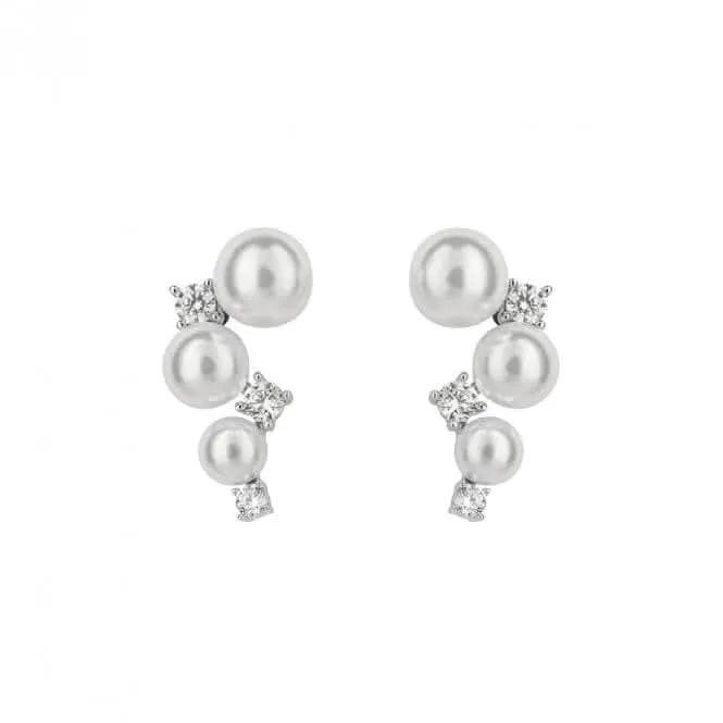 Shell Pearl Bubble Zirconia Stud Earrings E6192 Diamonfire Jewellery