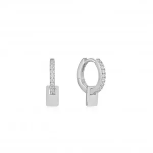 Silver Glam Pendant Huggie Hoop Earrings E037-06H Ania Haie Jewellery