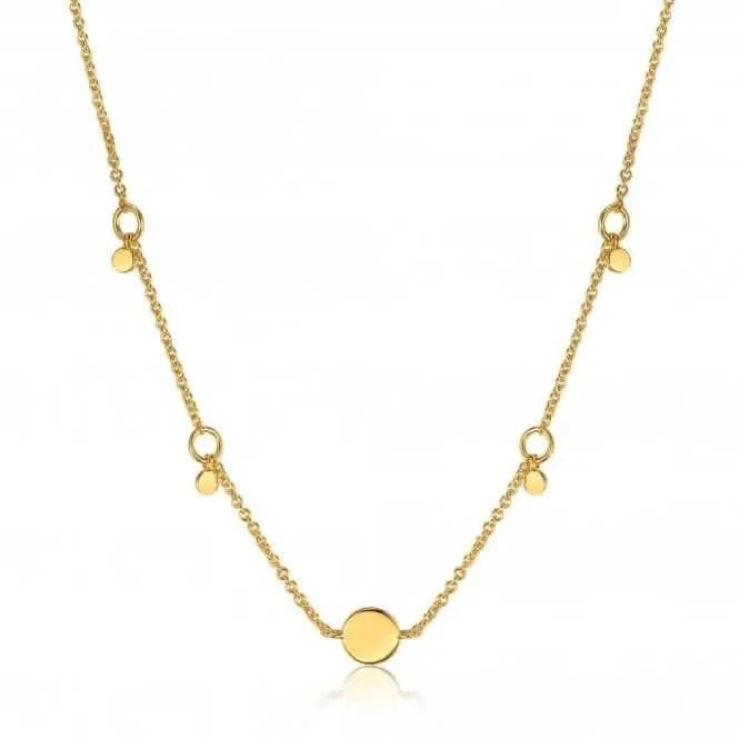Silver Shiny Gold Plated Geometry Drop Discs Necklace N005-03G Ania Haie Jewellery