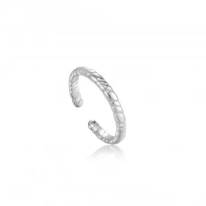 Silver Smooth Twist Thin Band Ring R038-01H Ania Haie Jewellery