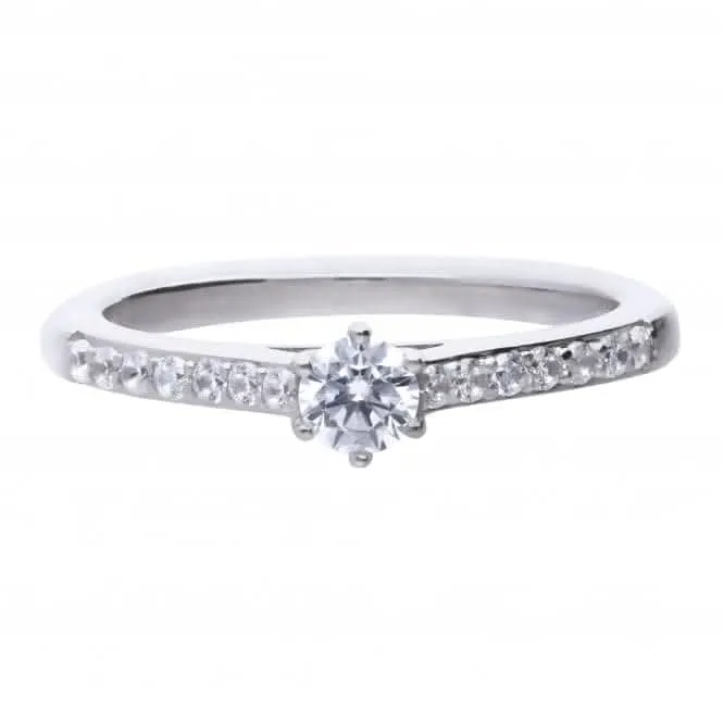 Solitaire Cubic Zirconia Pave Shoulders Ring R3754 Diamonfire Jewellery