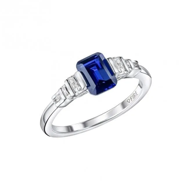 Sterling Silver Blue and Clear Cubic Zirconia Ring R3871 Diamonfire Jewellery