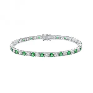 Sterling Silver Green and Clear Cubic Zirconia Bracelet B5473 Diamonfire Jewellery