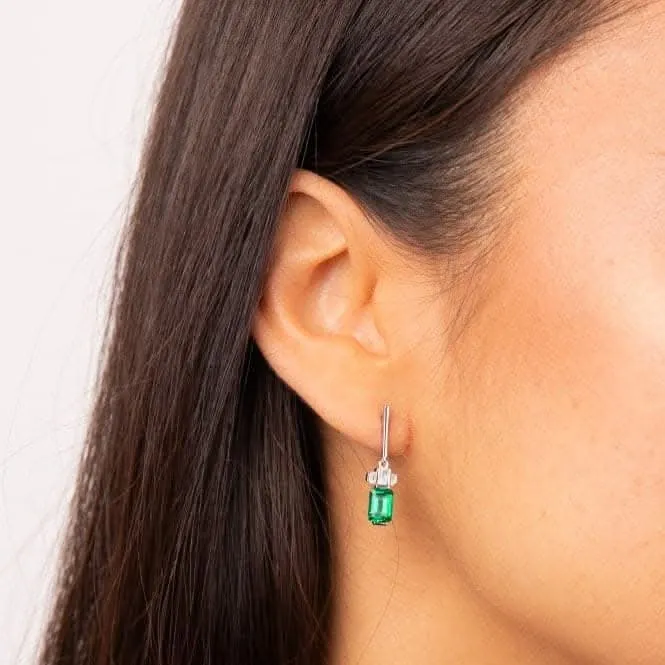 Sterling Silver Green and Clear Cubic Zirconia Earrings E6408 Diamonfire Jewellery