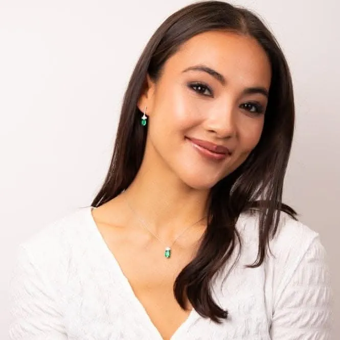 Sterling Silver Green and Clear Cubic Zirconia Earrings E6408 Diamonfire Jewellery