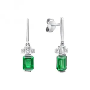 Sterling Silver Green and Clear Cubic Zirconia Earrings E6408 Diamonfire Jewellery