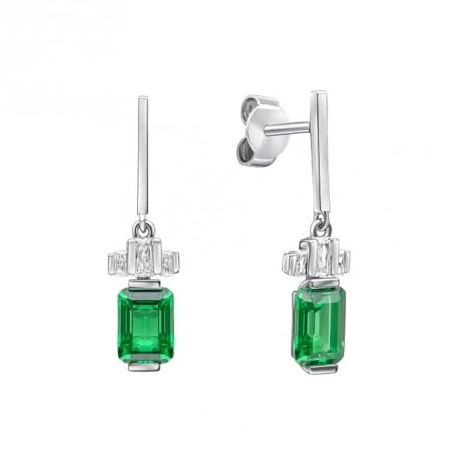 Sterling Silver Green and Clear Cubic Zirconia Earrings E6408 Diamonfire Jewellery