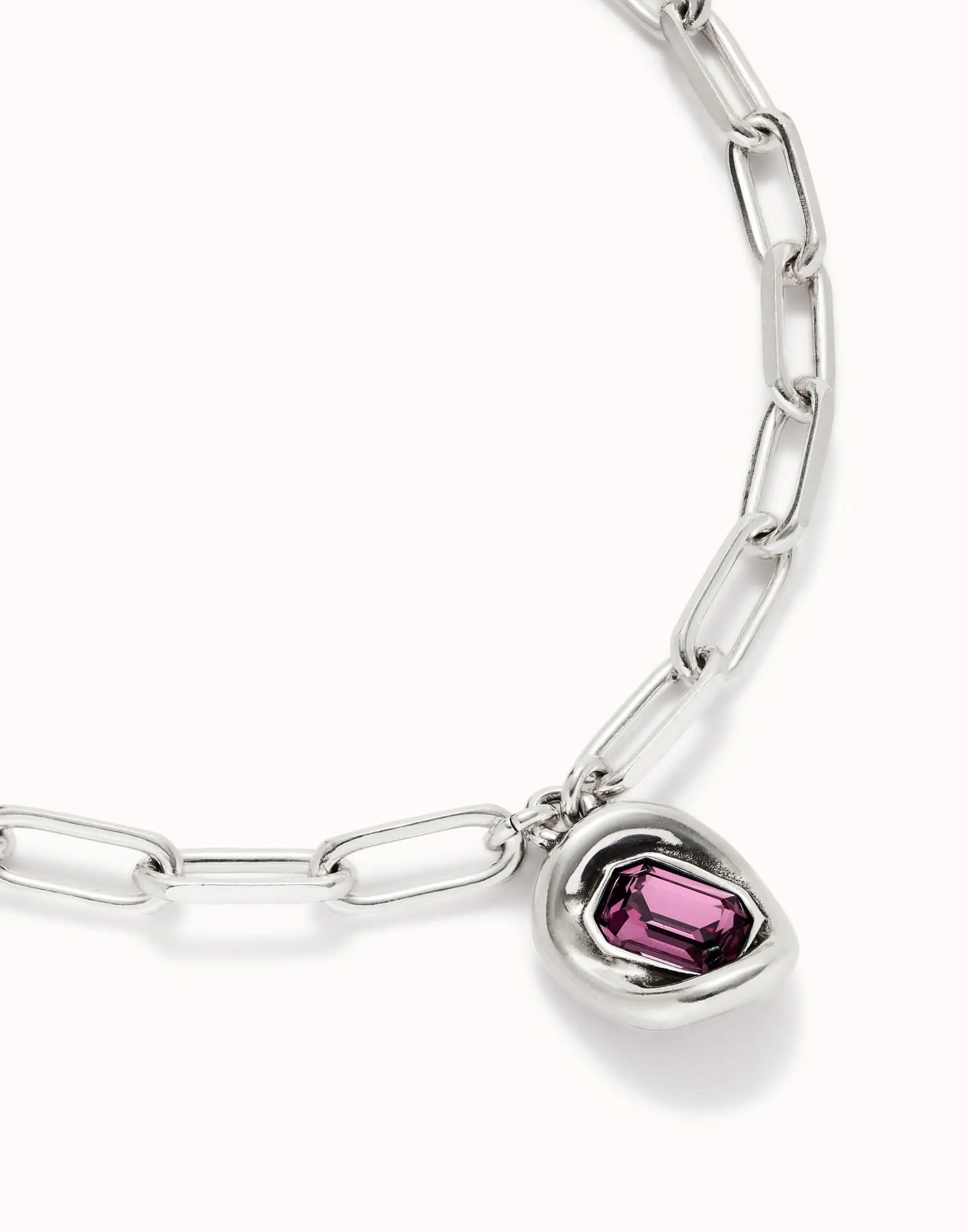 Sterling Silver Plated Faceted Crystal Pink Necklace COL1945RSAMTL Unode50 Jewelry And Accessories