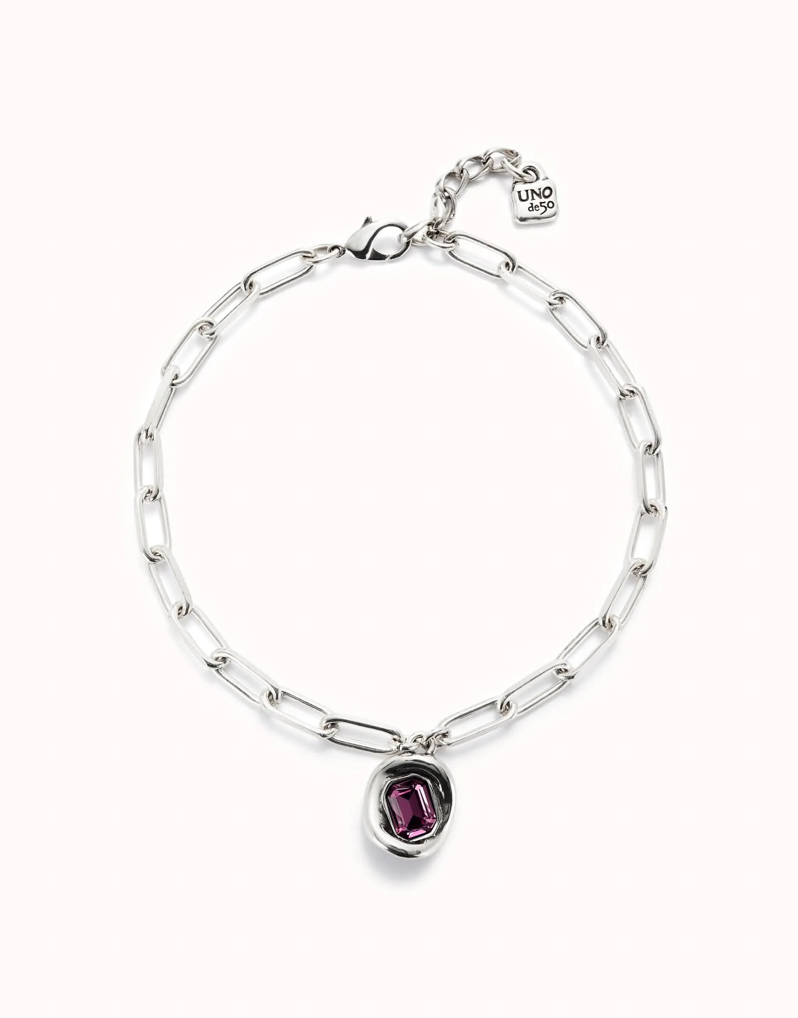 Sterling Silver Plated Faceted Crystal Pink Necklace COL1945RSAMTL Unode50 Jewelry And Accessories