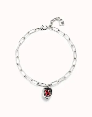 Sterling Silver Plated Faceted Crystal Red Necklace COL1945ROJMTL Unode50 Jewelry And Accessories
