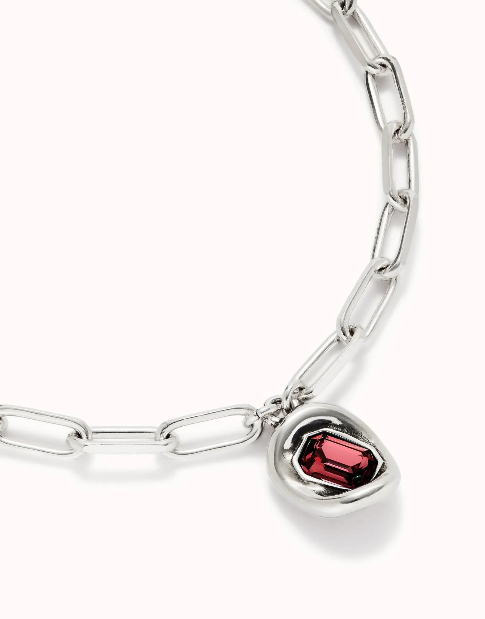 Sterling Silver Plated Faceted Crystal Red Necklace COL1945ROJMTL Unode50 Jewelry And Accessories