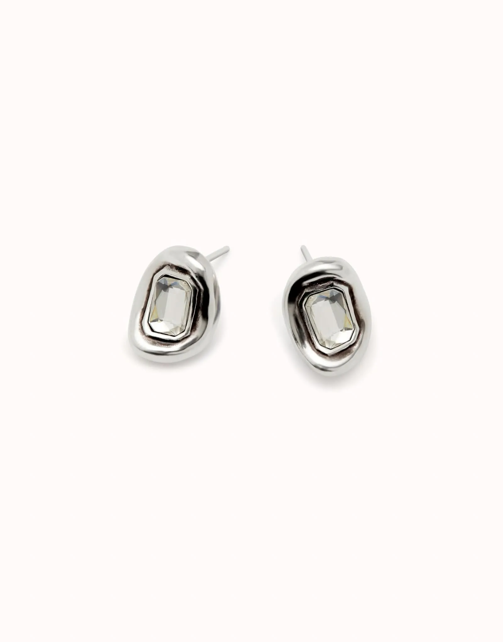 Sterling Silver Plated Faceted Crystal White Earrings PEN0964BLNMTL Unode50 Jewelry And Accessories