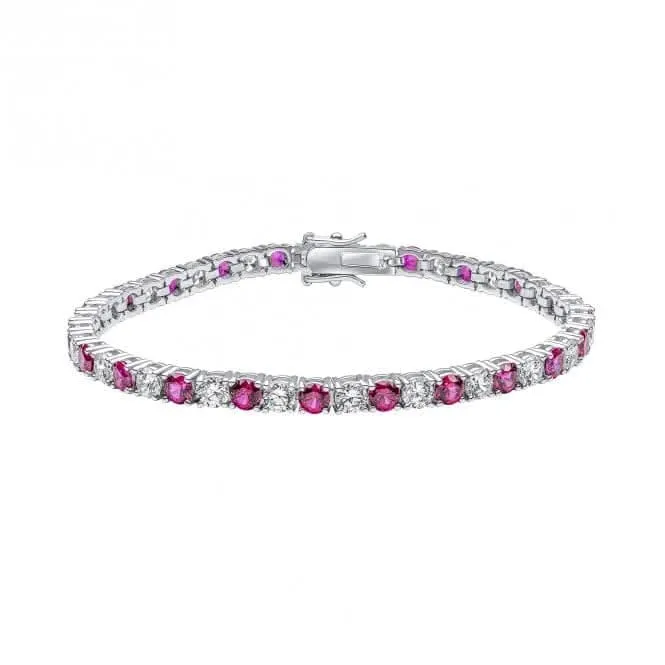 Sterling Silver Red and Clear Cubic Zirconia Bracelet B5474 Diamonfire Jewellery