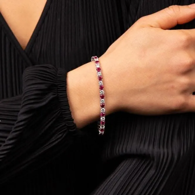 Sterling Silver Red and Clear Cubic Zirconia Bracelet B5474 Diamonfire Jewellery