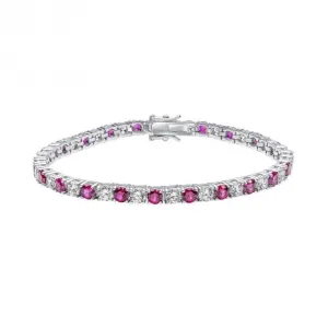 Sterling Silver Red and Clear Cubic Zirconia Bracelet B5474 Diamonfire Jewellery