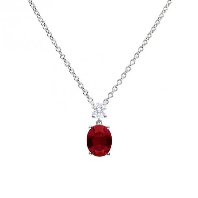 Sterling Silver Red and Clear Cubic Zirconia Pendant P5392 Diamonfire Jewellery