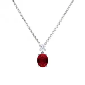 Sterling Silver Red and Clear Cubic Zirconia Pendant P5392 Diamonfire Jewellery