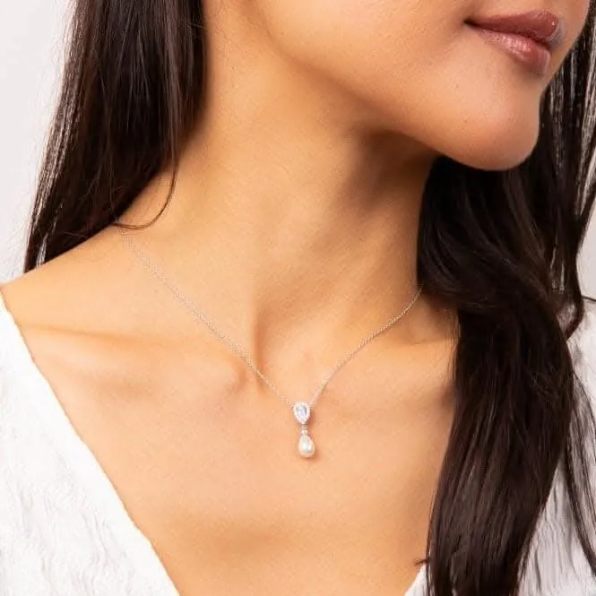 Sterling Silver White Shell Pearl and Clear Cubic Zirconia Pendant P5400 Diamonfire Jewellery