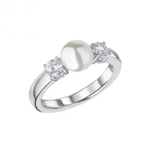 Sterling Silver White Shell Pearl Clear Cubic Zirconia Ring R3872 Diamonfire Jewellery
