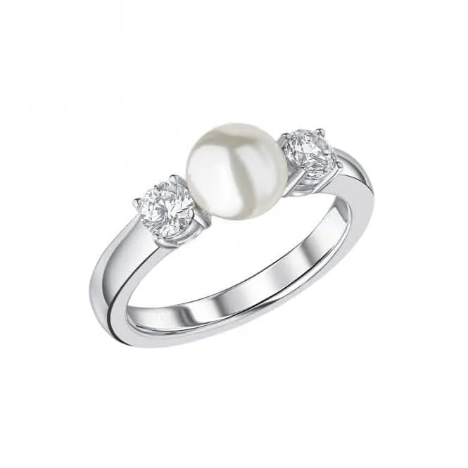 Sterling Silver White Shell Pearl Clear Cubic Zirconia Ring R3872 Diamonfire Jewellery