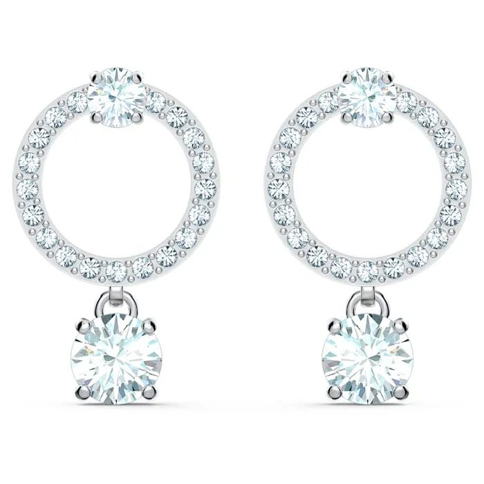 Swarovski Jewellery Swarovski Attract White Rhodium Plated Circle Crystal Drop Earrings