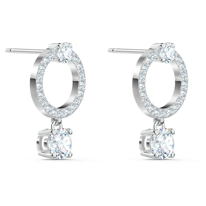 Swarovski Jewellery Swarovski Attract White Rhodium Plated Circle Crystal Drop Earrings