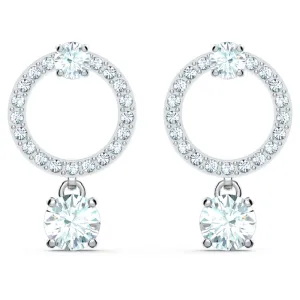 Swarovski Jewellery Swarovski Attract White Rhodium Plated Circle Crystal Drop Earrings