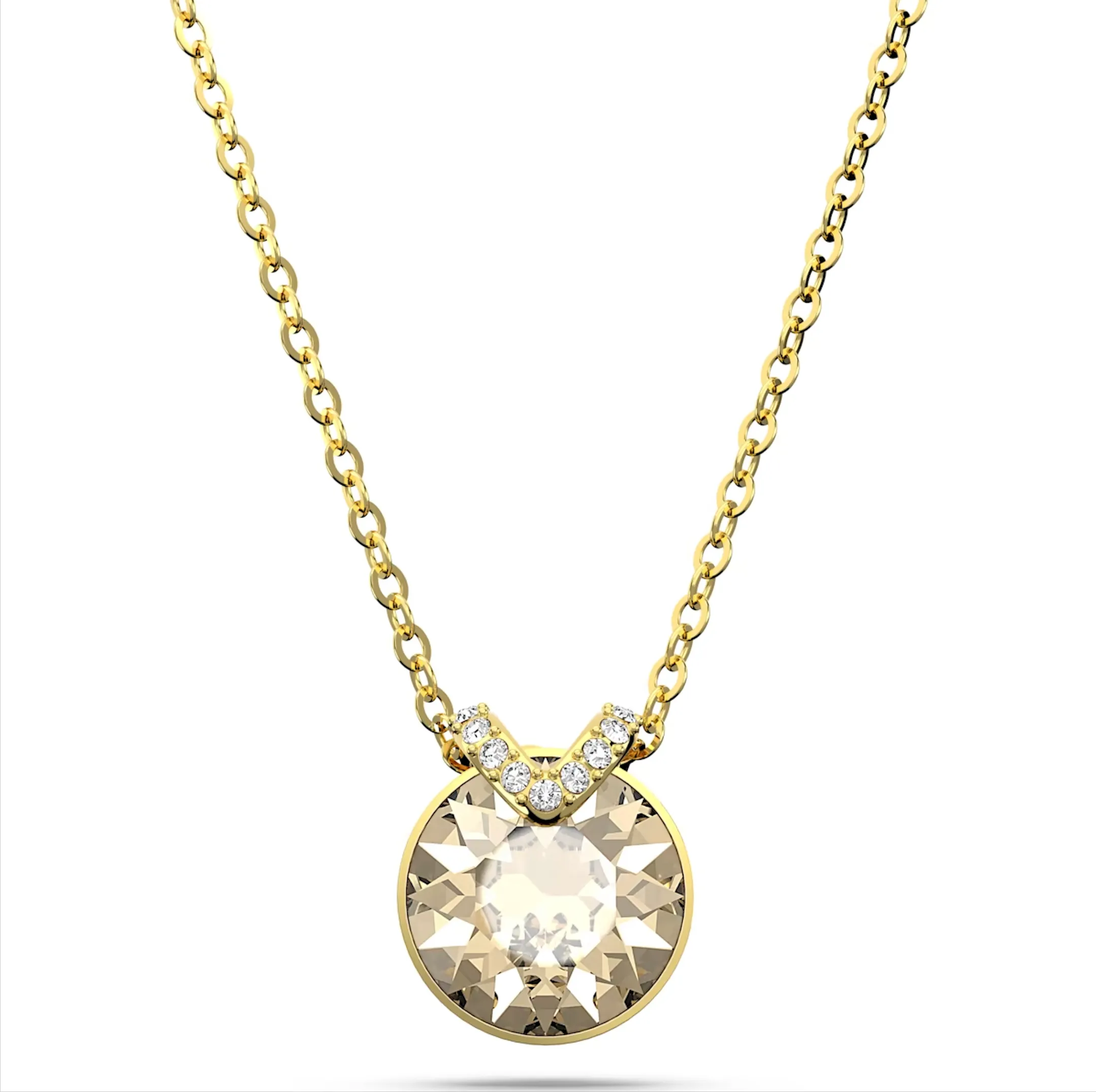 Swarovski Jewellery Swarovski Bella Yellow Gold Tone Plated V Clear Crystal Necklace