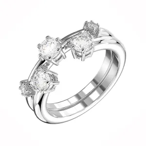 Swarovski Jewellery Swarovski Constella Rhodium Plated White Crystal Two Piece Ring Set Size 52