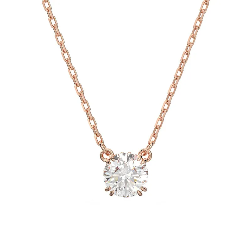 Swarovski Jewellery Swarovski Constella Rose Gold Tone Plated White Crystal Solitaire Pendant
