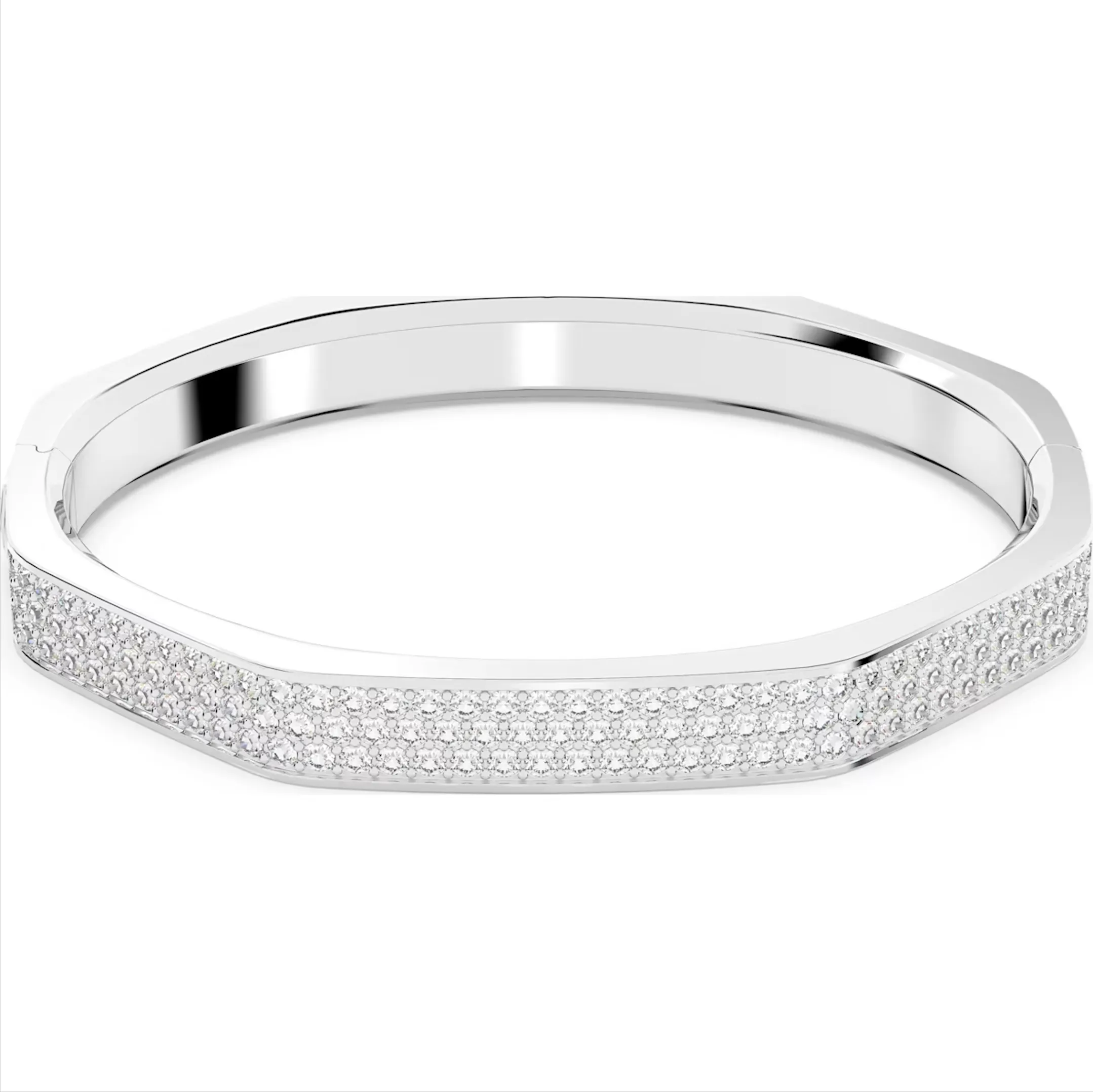 Swarovski Jewellery Swarovski Dextera Rhodium Plated Large Octagon White Crystal Bangle