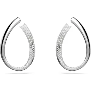 Swarovski Jewellery Swarovski Exist Rhodium Plated Medium White Crystal Hoop Earrings