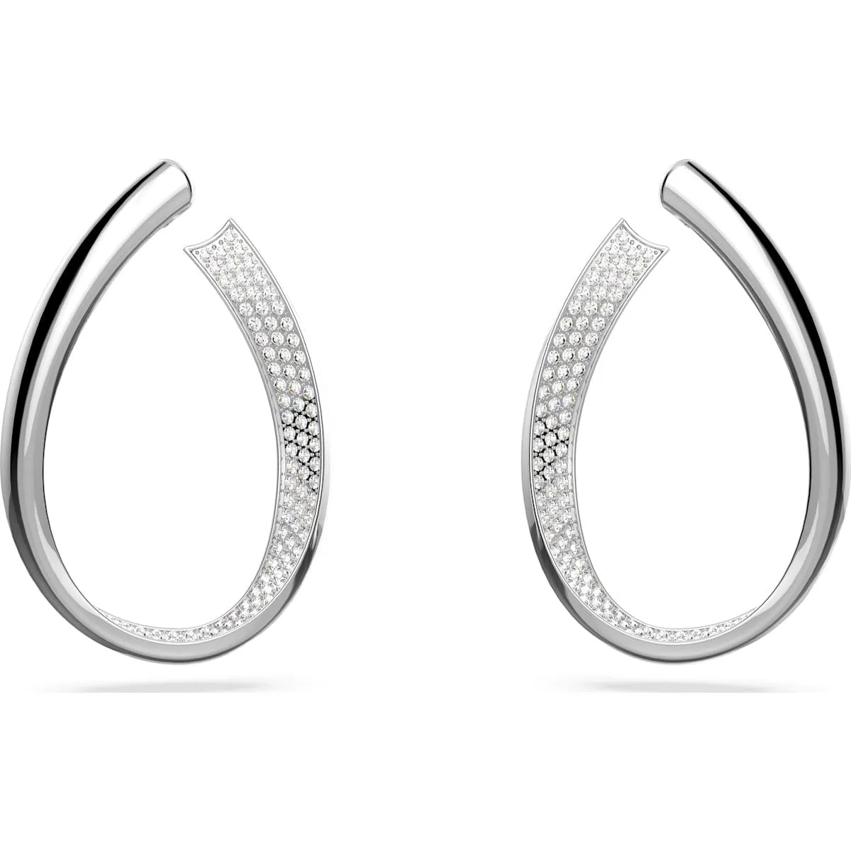 Swarovski Jewellery Swarovski Exist Rhodium Plated Medium White Crystal Hoop Earrings