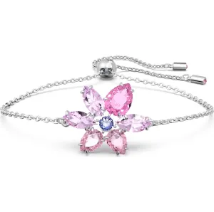 Swarovski Jewellery Swarovski Gema Rhodium Plated Flower Pink Crystal Bracelet