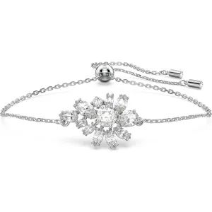 Swarovski Jewellery Swarovski Gema Rhodium Plated White Crystal Flower Adjustable Bracelet