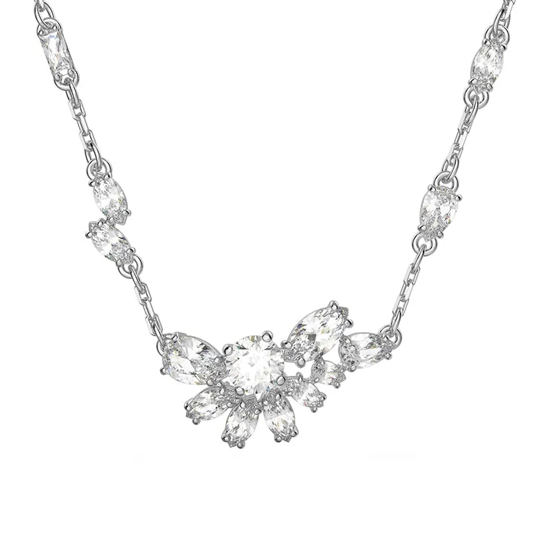 Swarovski Jewellery Swarovski Gema Rhodium Plated White Crystal Flower Pendant