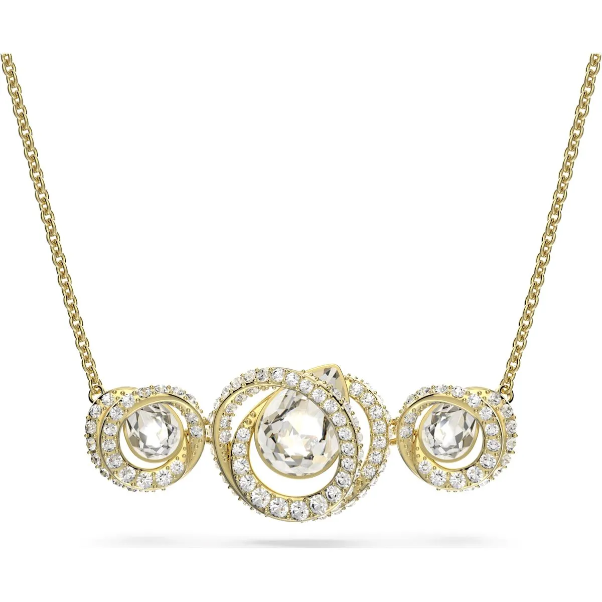 Swarovski Jewellery Swarovski Generation Yellow Gold Tone Plated White Crystal Tri Spiral Pendant