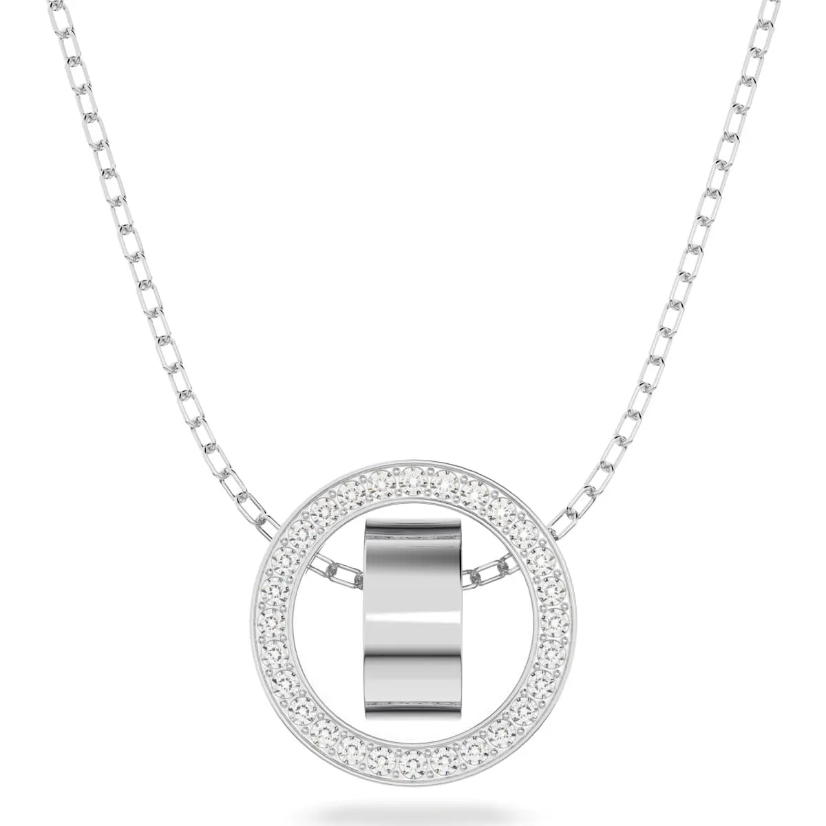 Swarovski Jewellery Swarovski Hollow Rhodium Plated White Crystal Circle Pendant