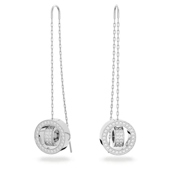 Swarovski Jewellery Swarovski Hollow Rhodium Plated White Crystal Long Drop Earrings