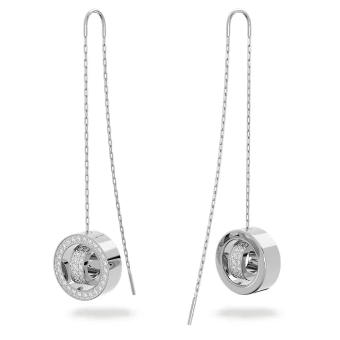 Swarovski Jewellery Swarovski Hollow Rhodium Plated White Crystal Long Drop Earrings