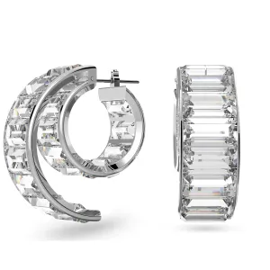 Swarovski Jewellery Swarovski Matrix Rhodium Plated White Crystal Baguette Cut Hoop Earrings