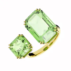 Swarovski Jewellery Swarovski Millenia Gold Tone Plated Green Crystal Octagon Cut Cocktail Ring Size 55
