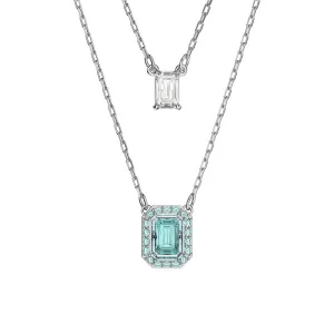 Swarovski Jewellery Swarovski Millenia Rhodium Plated Blue Crystal Octagon Cut Layered Necklace
