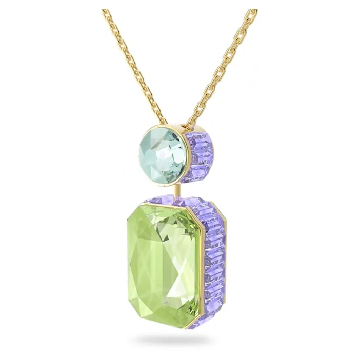 Swarovski Jewellery Swarovski Orbita Gold Tone Plated Multicolour Octagon Cut Crystal Drop Necklace