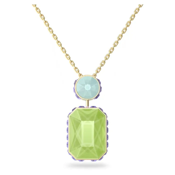 Swarovski Jewellery Swarovski Orbita Gold Tone Plated Multicolour Octagon Cut Crystal Drop Necklace