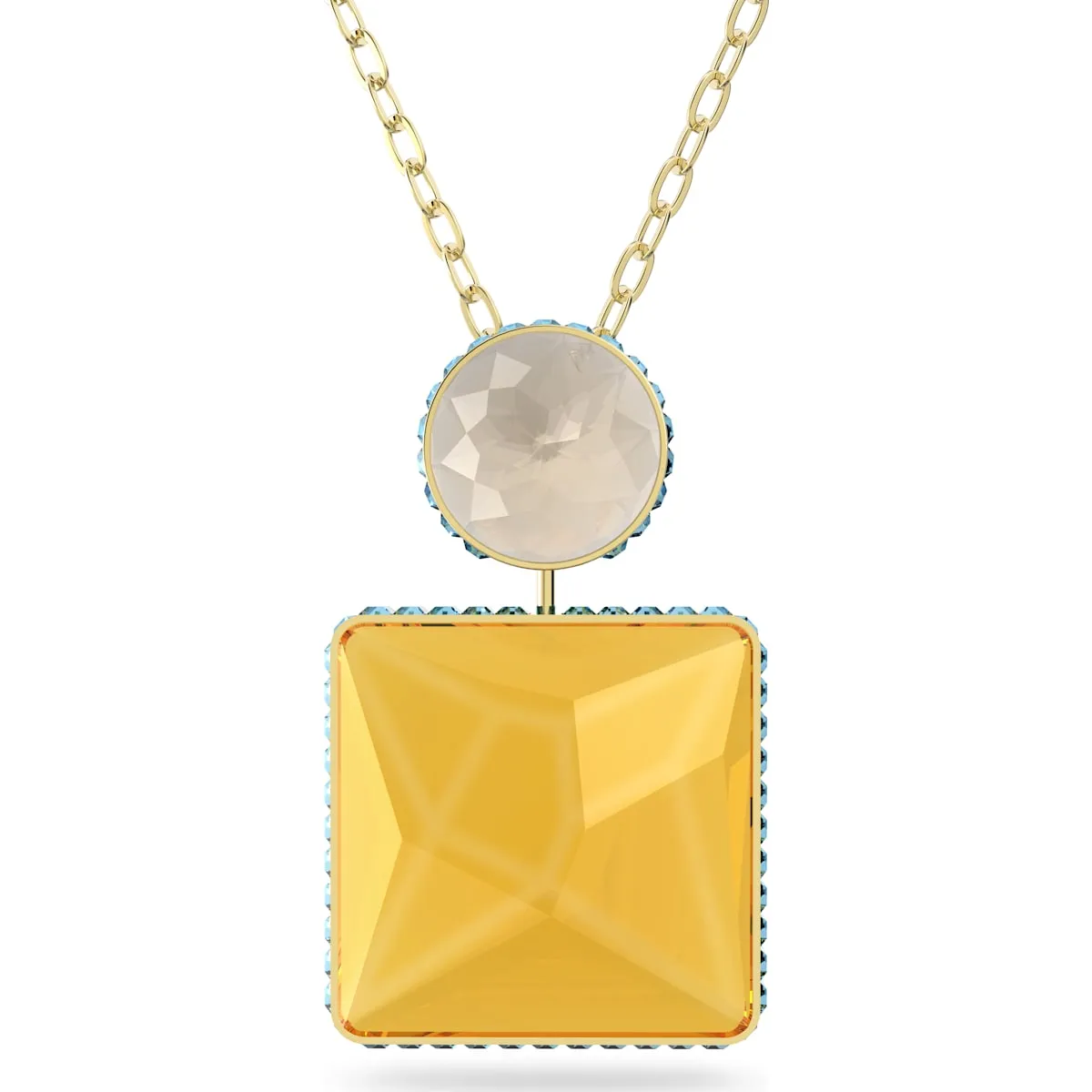 Swarovski Jewellery Swarovski Orbita Gold Tone Plated Multicoloured Crystal Square Cut Necklace